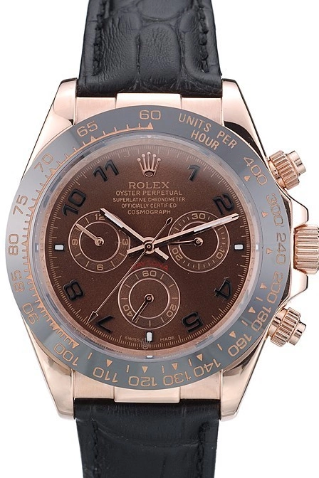 Aaa replica watch Ceramic Dial Daytona Leather Strap Rolex Bezel Black Black 41975 Brown 0602